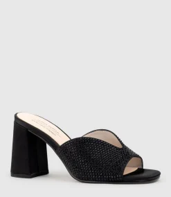 Kira85 Jewelled V Throat Slide In Black Satin