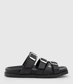 Klover Multi-Strap Buckle Slide In Black