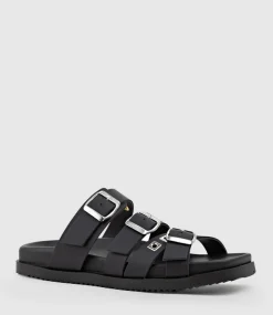Klover Multi-Strap Buckle Slide In Black