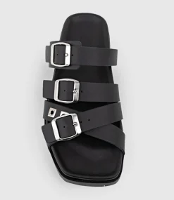 Klover Multi-Strap Buckle Slide In Black
