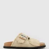 Kobe Woven Slide On Footbed In Tan