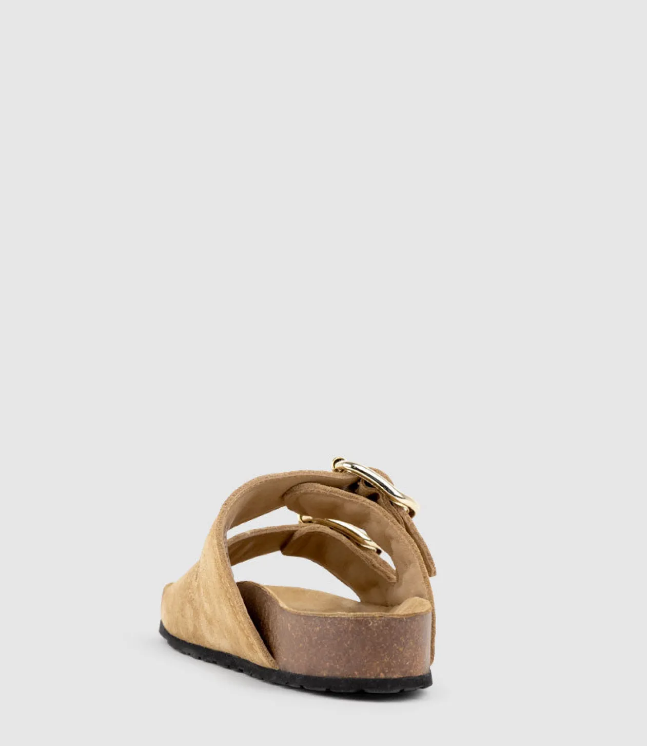 Kori Two Strap Slide On Footbed In Tan Suede