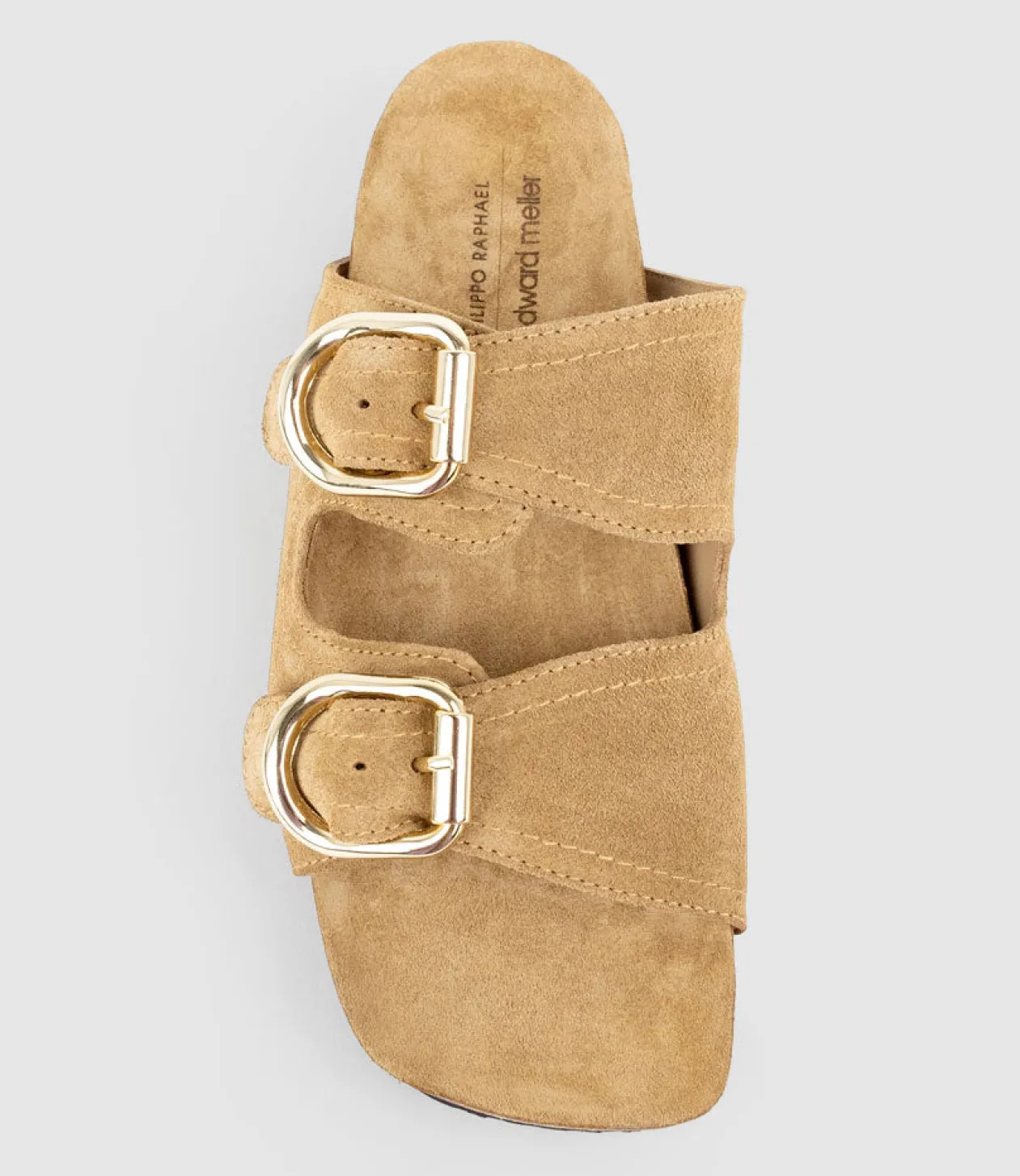 Kori Two Strap Slide On Footbed In Tan Suede