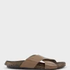 Kumi Crossover Slide On Footbed In Brown