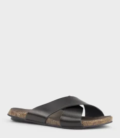 Kumi Crossover Slide On Footbed In Black