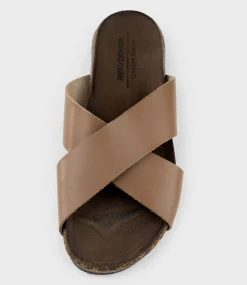 Kumi Crossover Slide On Footbed In Brown