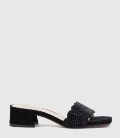 Kyla35 Slide With Crystals In Black Suede