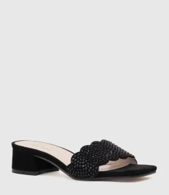 Kyla35 Slide With Crystals In Black Suede