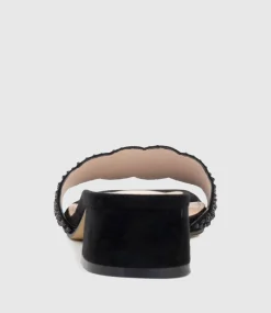 Kyla35 Slide With Crystals In Black Suede