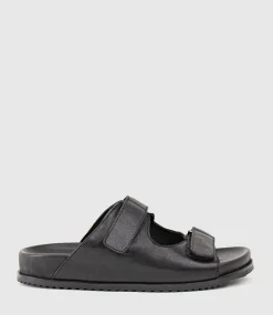 Kylo Two Strap Slide On Footbed In Black