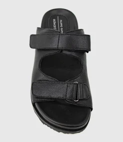 Kylo Two Strap Slide On Footbed In Black
