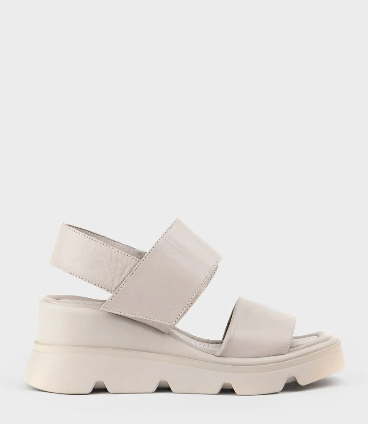 Lamar Two Strap Sandal On Exaggerated Unit In Grey