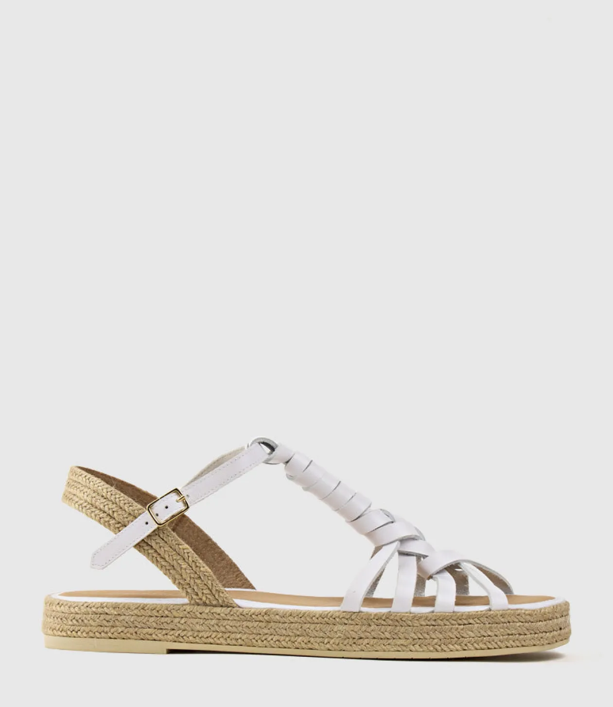 Lyra Wrapped T-Bar Flat Espadrille In White