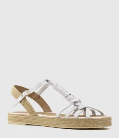 Lyra Wrapped T-Bar Flat Espadrille In White