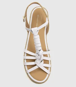 Lyra Wrapped T-Bar Flat Espadrille In White