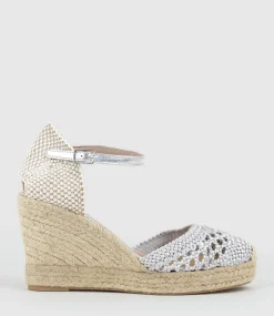 Madras Closed Toe Espadrille In Silver