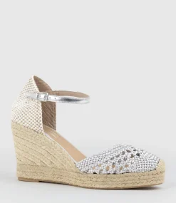 Madras Closed Toe Espadrille In Silver