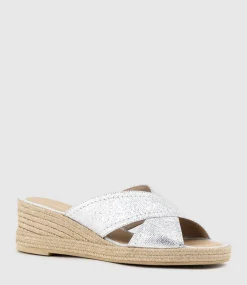 Malina Crossover Slide Espadrille In Silver