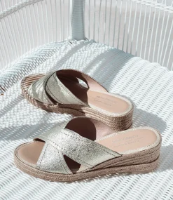 Malina Crossover Slide Espadrille In Platino