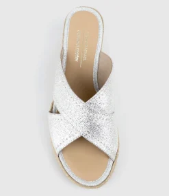 Malina Crossover Slide Espadrille In Silver