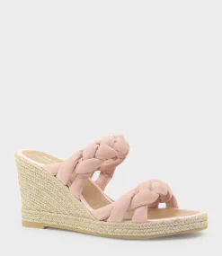Malone Braided Two Strap Espadrille In Pink Suede