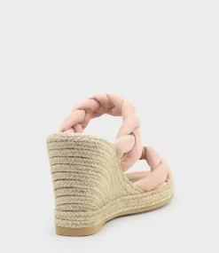 Malone Braided Two Strap Espadrille In Pink Suede