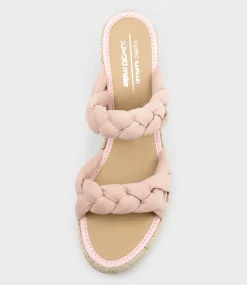 Malone Braided Two Strap Espadrille In Pink Suede