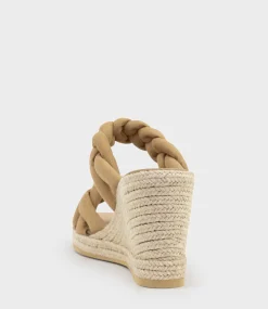 Malone Braided Two Strap Espadrille In Tan Suede
