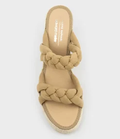 Malone Braided Two Strap Espadrille In Tan Suede
