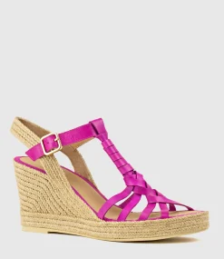 Marina Wrapped T-Bar Espadrille In Fuchsia