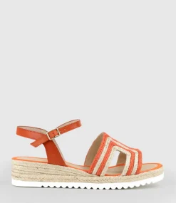 Mayan Geometric Weave Espadrille In Orange