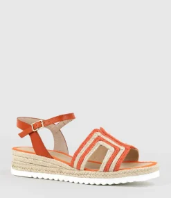 Mayan Geometric Weave Espadrille In Orange