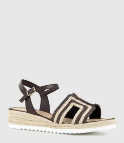 Mayan Geometric Weave Espadrille In Chocolate