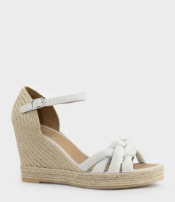 Meena Braided Front Strap Espadrille In Offwhite Suede