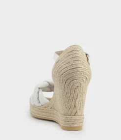 Meena Braided Front Strap Espadrille In Offwhite Suede