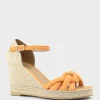 Meena Braided Front Strap Espadrille In Orange Suede