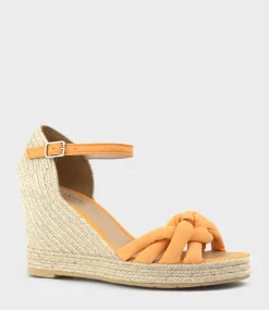 Meena Braided Front Strap Espadrille In Orange Suede