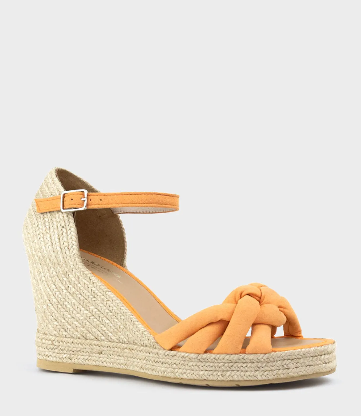 Meena Braided Front Strap Espadrille In Orange Suede