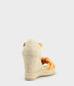 Meena Braided Front Strap Espadrille In Orange Suede