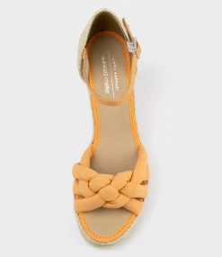 Meena Braided Front Strap Espadrille In Orange Suede