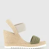Mercedes Elastic Crochet Espadrille In Khaki