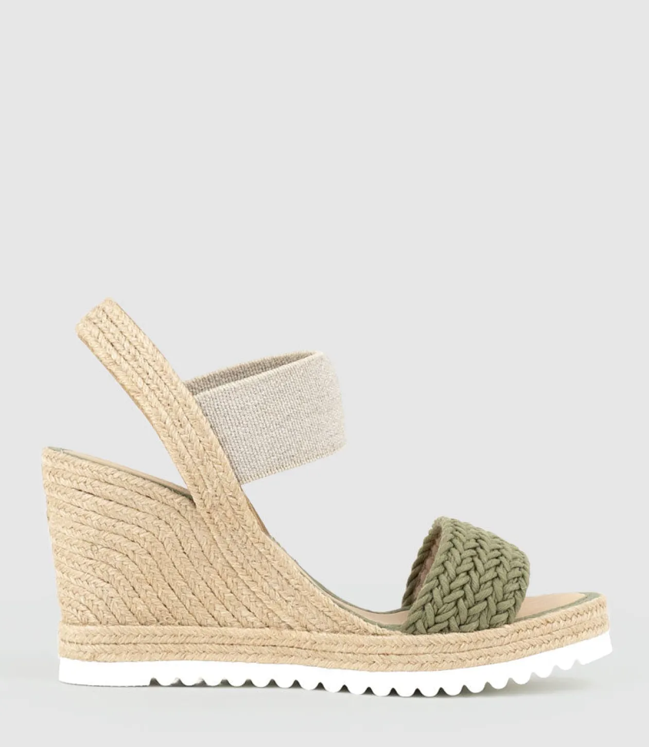 Mercedes Elastic Crochet Espadrille In Khaki