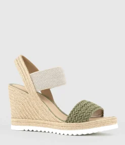 Mercedes Elastic Crochet Espadrille In Khaki