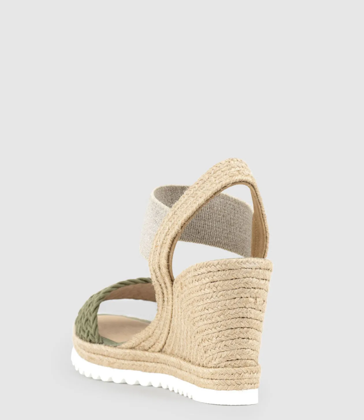 Mercedes Elastic Crochet Espadrille In Khaki