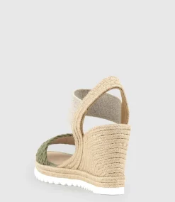 Mercedes Elastic Crochet Espadrille In Khaki