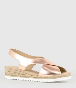 Merinda Crossover Sandal Espadrille In Rosegold