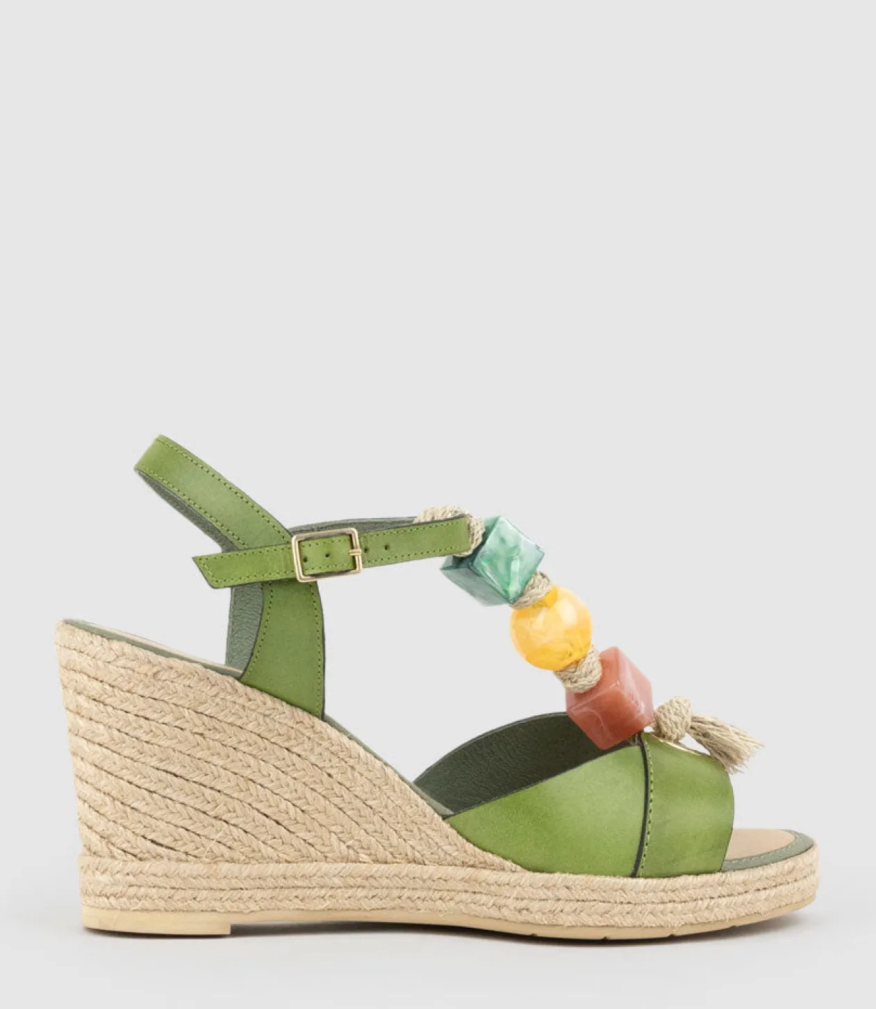 Mille Bauble T Bar High Espadrille In Green
