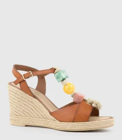 Mille Bauble T Bar High Espadrille In Tan