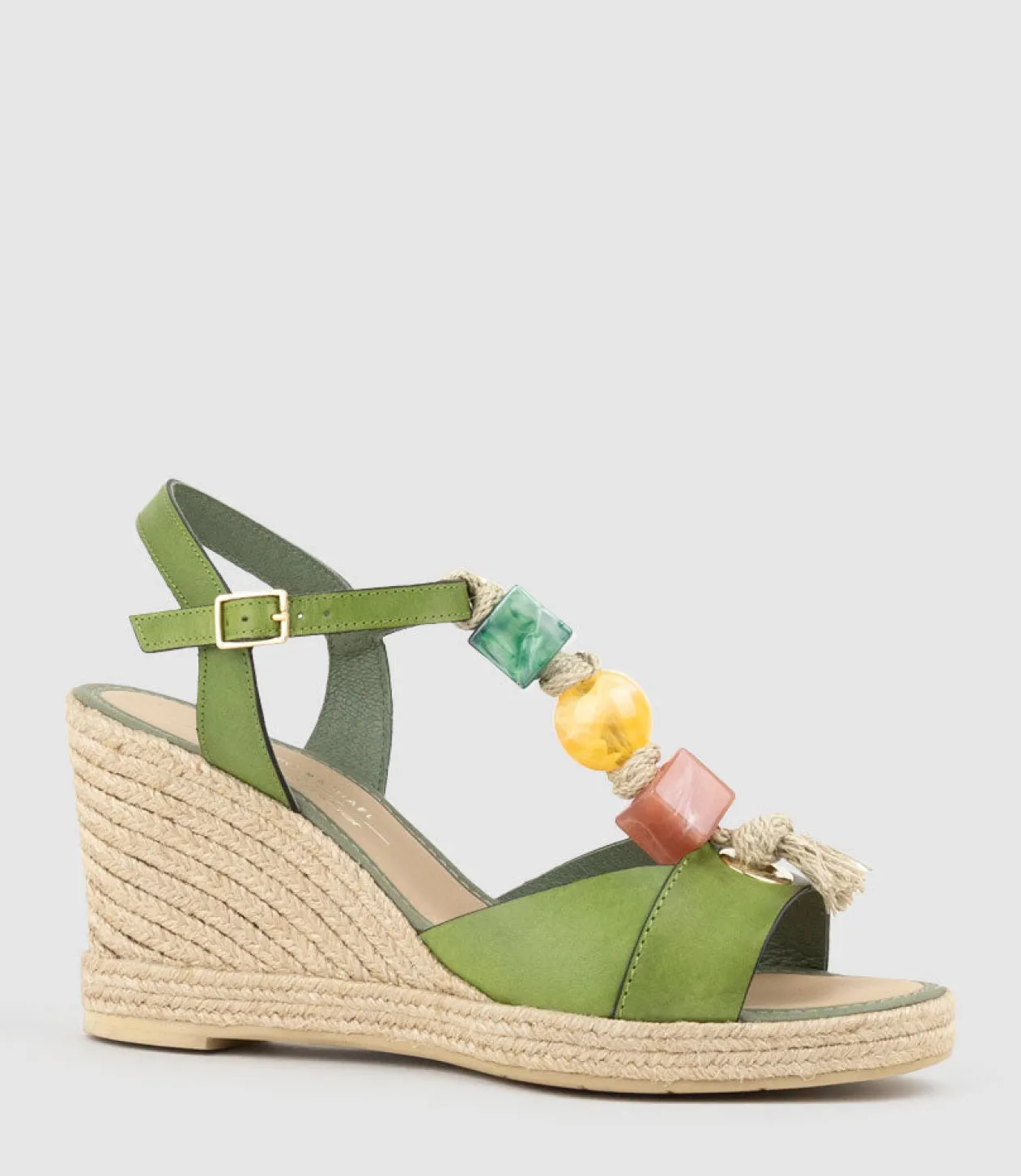 Mille Bauble T Bar High Espadrille In Green