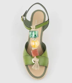Mille Bauble T Bar High Espadrille In Green